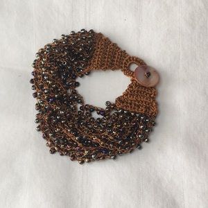 Beaded bracelet Multi Strand Button Closure